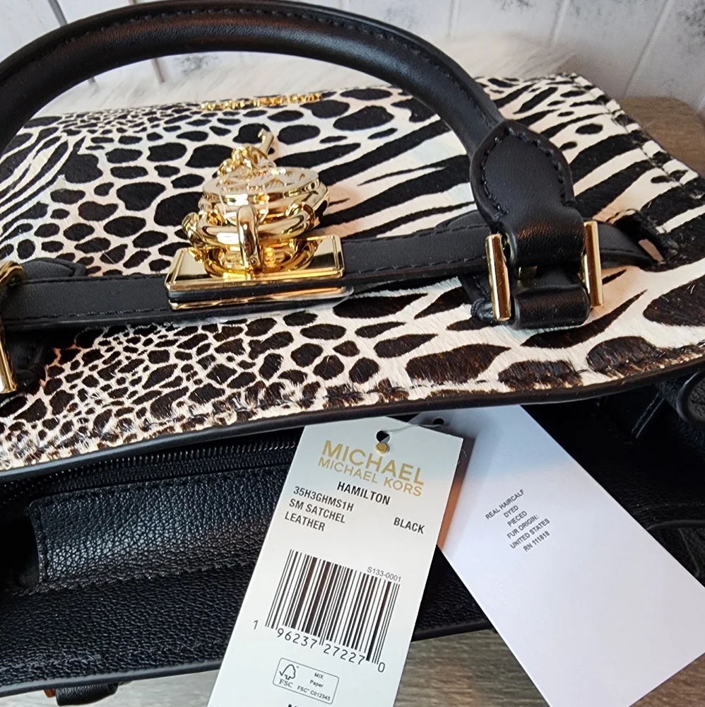 Michael Kors Hamilton Small Leather Animal Print Satchel